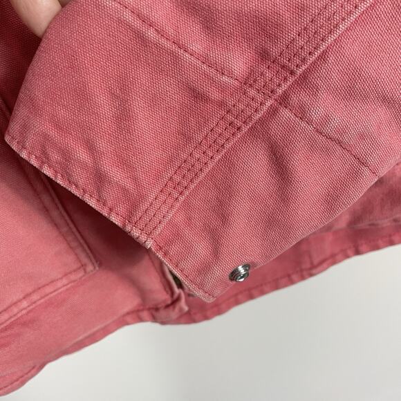 Vintage Carhartt Barn Coat Jacket Womens L Pink Sherbet Sherpa Lined Chore WJ022 - Picture 8 of 15